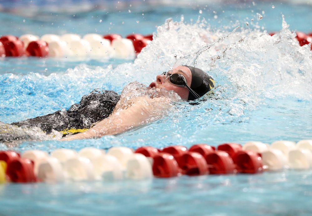Iowa's Kelsey Drake swims the 200-yard IM during the 2019 Women's Big Ten Swimming and Diving meet Thursday, February 21, 2019 in Bloomington, Indiana. (Brian Ray/hawkeyesports.com)