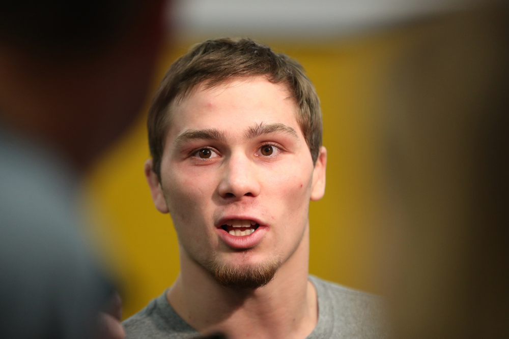 Iowa Hawkeyes 125 pound national champion Spencer Lee during the team's annual media day Monday, November 5, 2018 at Carver-Hawkeye Arena. (Brian Ray/hawkeyesports.com)