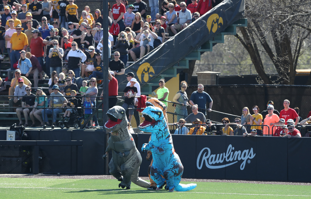 The dinosaur race against the Nebraska Cornhuskers Saturday, April 20, 2019 at Duane Banks Field. (Brian Ray/hawkeyesports.com)