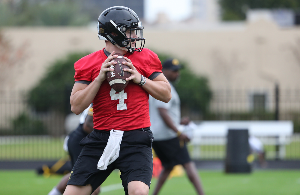 Iowa Hawkeyes quarterback Nate Stanley (4) during the team's first Outback Bowl Practice in Florida Thursday, December 27, 2018 at Tampa University. (Brian Ray/hawkeyesports.com)