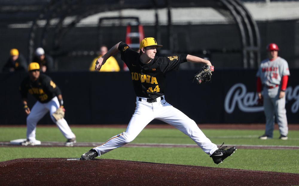 Iowa Hawkeyes Duncan Davitt (44) against the Bradley Braves Tuesday, March 26, 2019 at Duane Banks Field. (Brian Ray/hawkeyesports.com)