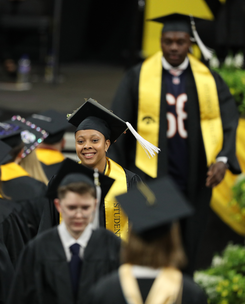 Iowa WomenÕs BasketballÕs Tania Davis during the College of Liberal Arts and Sciences spring commencement Saturday, May 11, 2019 at Carver-Hawkeye Arena. (Brian Ray/hawkeyesports.com)