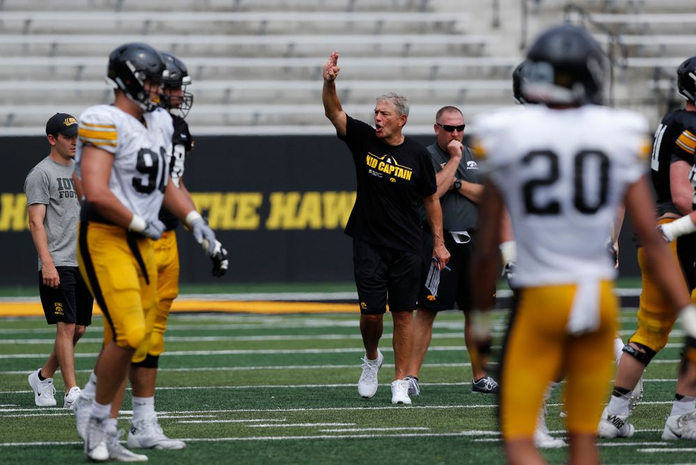 Iowa Hawkeyes head coach Kirk Ferentz during Kids Day Saturday, August 11, 2018 at Kinnick Stadium. (Brian Ray/hawkeyesports.com)