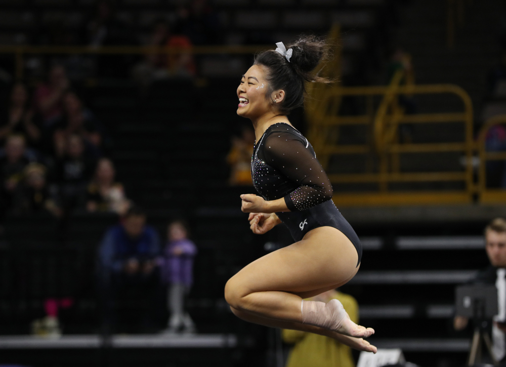 Iowa's Clair Kaji competes on the floor against Illinois Saturday, February 16, 2019 at Carver-Hawkeye Arena. (Brian Ray/hawkeyesports.com)