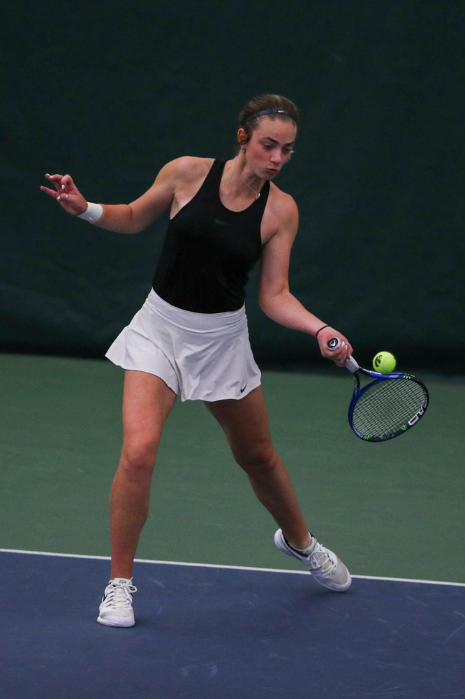 IowaÕs Samantha Mannix at womenÕs tennis senior day vs Nebraska on Saturday, April 13, 2019 at the Hawkeye Tennis and Recreation Complex. (Lily Smith/hawkeyesports.com)