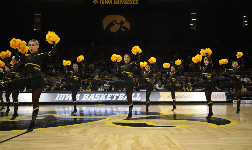 The Iowa Dance Team performs at halftime of the Iowa Hawkeyes game against the Nebraska Cornhuskers Thursday, January 3, 2019 at Carver-Hawkeye Arena. (Brian Ray/hawkeyesports.com)