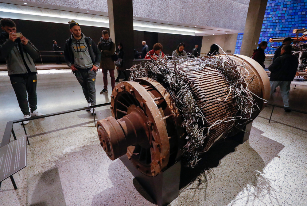 Iowa Hawkeyes linebacker Bo Bower (41) as the team visits the observation deck of the One World Trade Center and the 9/11 Memorial and Museum.
