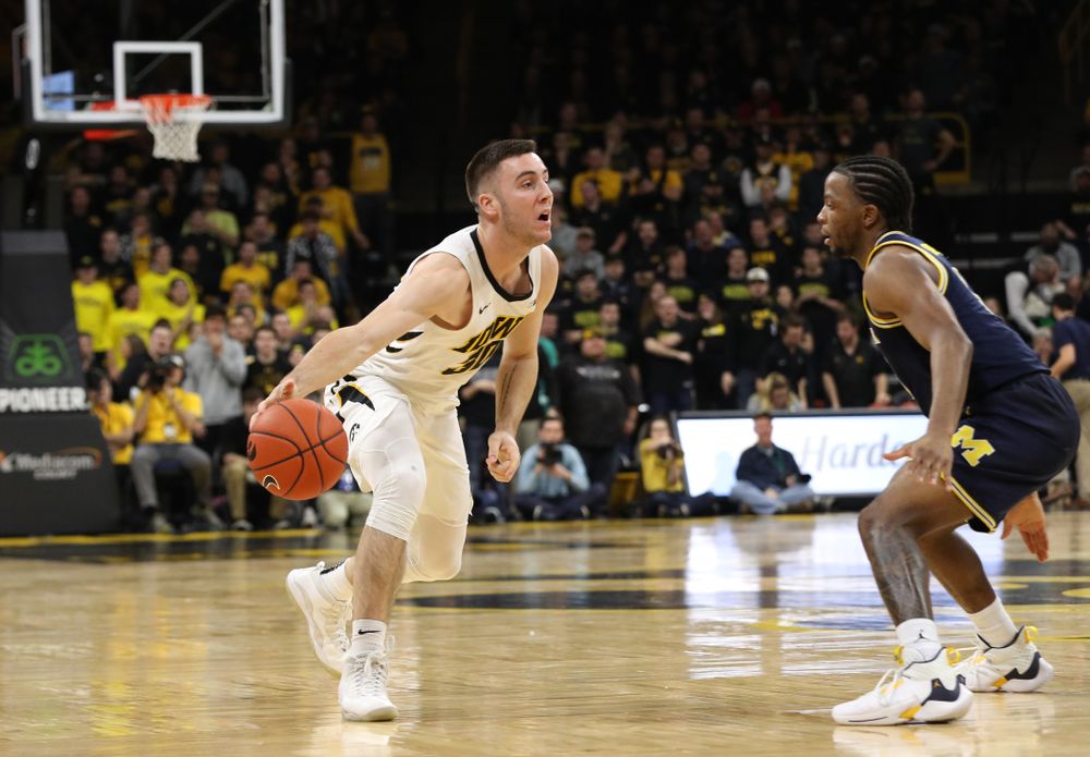 Iowa Hawkeyes guard Connor McCaffery (30) against the Michigan Wolverines Friday, February 1, 2019 at Carver-Hawkeye Arena. (Brian Ray/hawkeyesports.com)