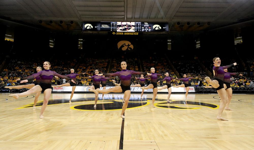 The Iowa Dance Team performs their Jazz Routine at halftime of the Iowa Hawkeyes game against Maryland Thursday, January 9, 2020 at Carver-Hawkeye Arena. (Brian Ray/hawkeyesports.com)