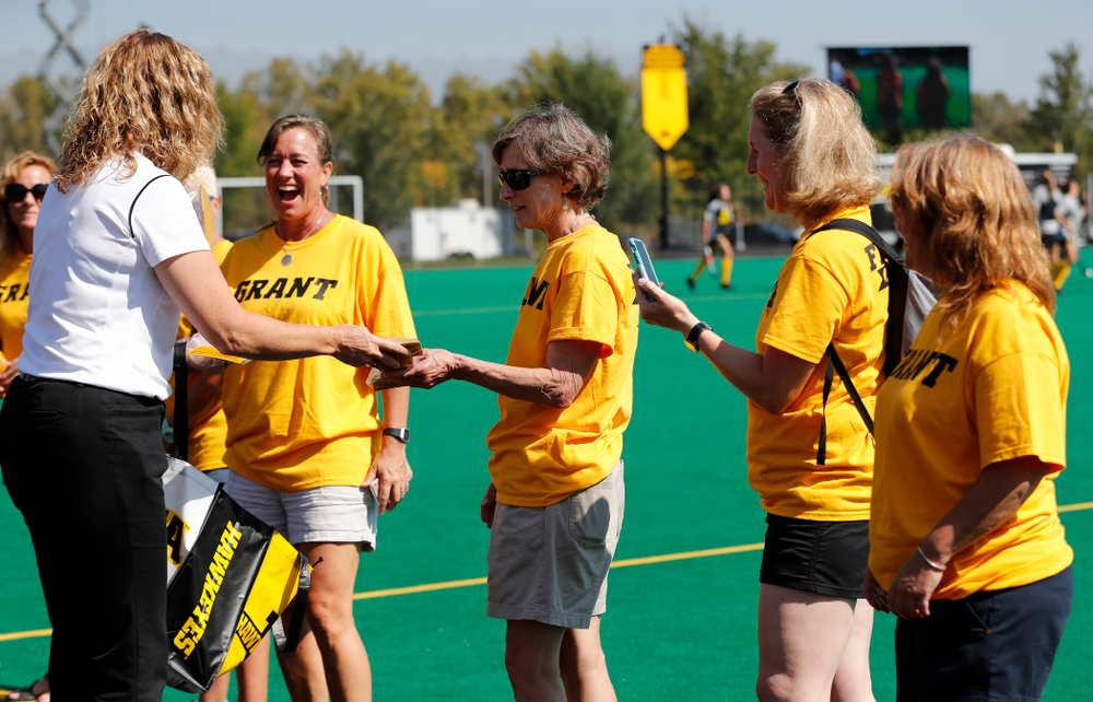 Former field hockey players receive their varsity letters before the Iowa Hawkeyes game against Indiana Sunday, September 16, 2018 at Grant Field. (Brian Ray/hawkeyesports.com)