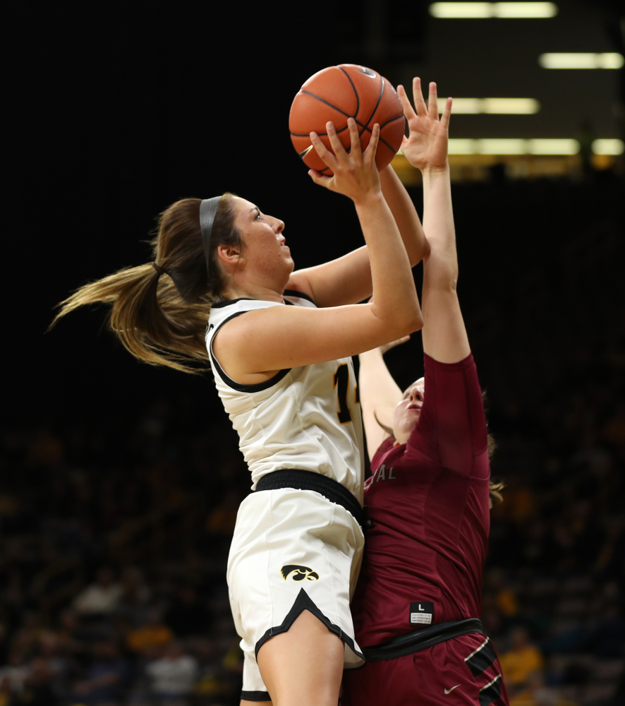 Iowa Hawkeyes forward McKenna Warnock (14) against North Carolina Central Saturday, December 14, 2019 at Carver-Hawkeye Arena. (Brian Ray/hawkeyesports.com)