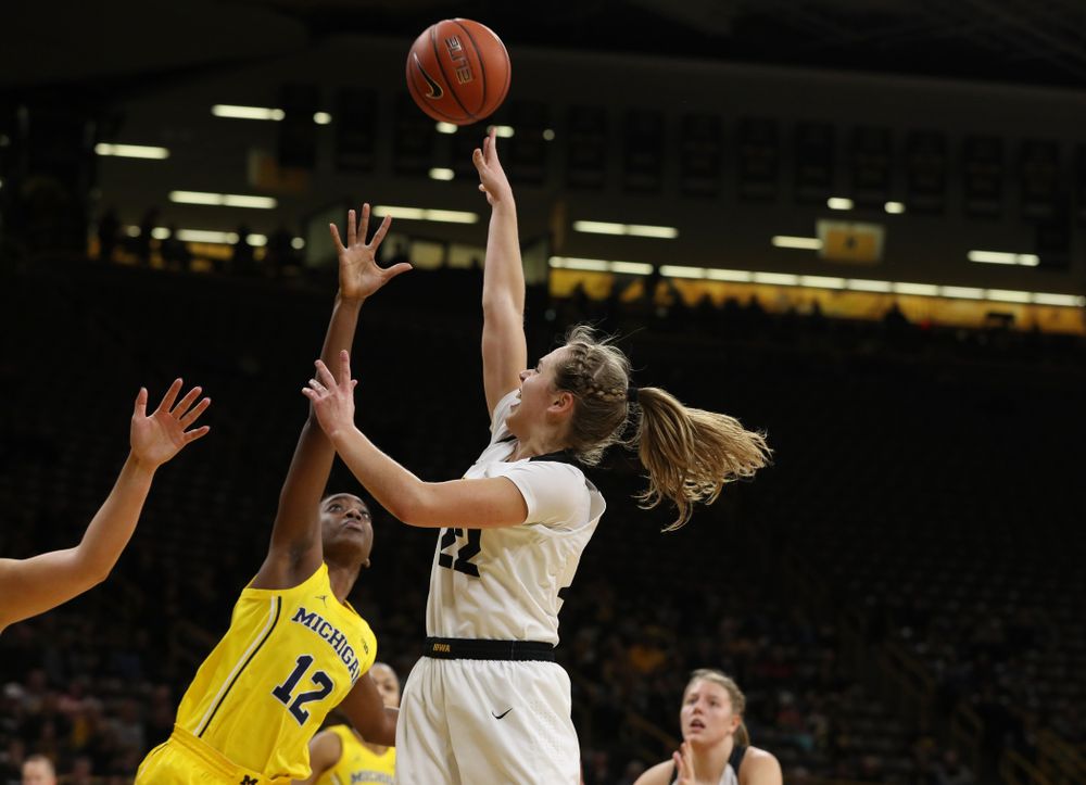 Iowa Hawkeyes guard Kathleen Doyle (22) against the Michigan Wolverines Thursday, January 17, 2019 at Carver-Hawkeye Arena. (Brian Ray/hawkeyesports.com)