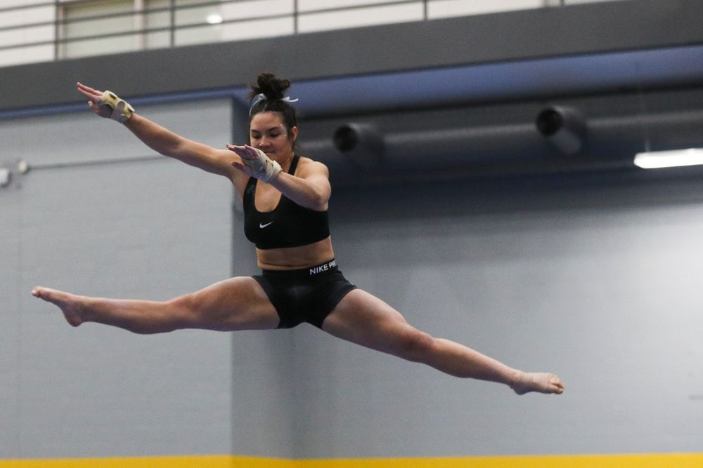 Carina Tolan performs on the beam during the Iowa women’s gymnastics Black and Gold Intraquad Meet on Saturday, December 7, 2019 at the UI Field House. (Lily Smith/hawkeyesports.com)