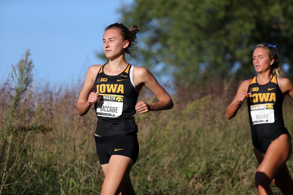 IowaÕs Grace McCabe runs in the 2019 Hawkeye Invitational Friday, September 6, 2019 at the Ashton Cross Country Course. (Brian Ray/hawkeyesports.com)