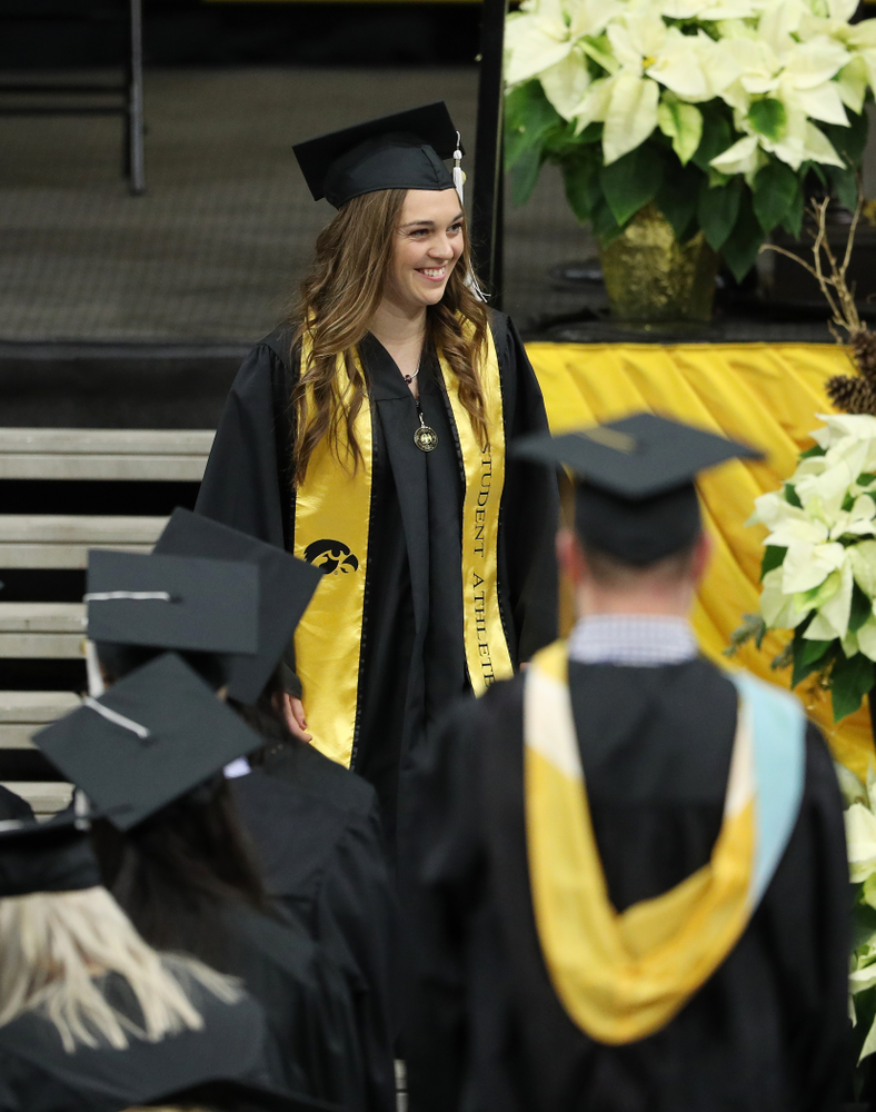 Iowa Women's Tennis' Zoe Douglas during the Fall Commencement Ceremony Saturday, December 15, 2018 at Carver-Hawkeye Arena. (Brian Ray/hawkeyesports.com)