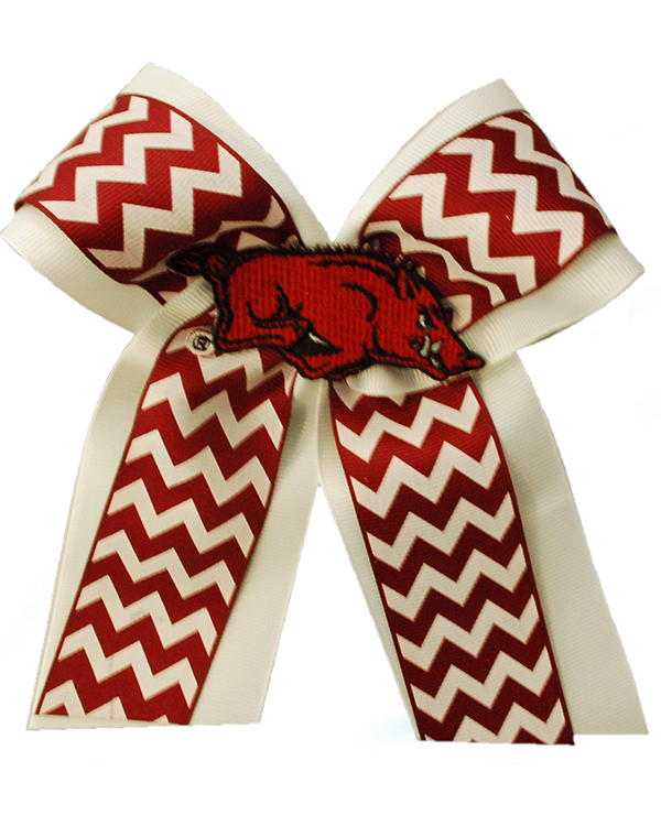 Arkansas Razorbacks Chevron Collection Running Hog Cheer Bow