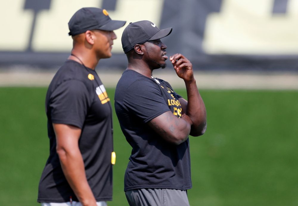 Former Iowa linebacker Abdul Hodge during fall camp practice No. 9 Friday, August 10, 2018 at the Kenyon Practice Facility. (Brian Ray/hawkeyesports.com)
