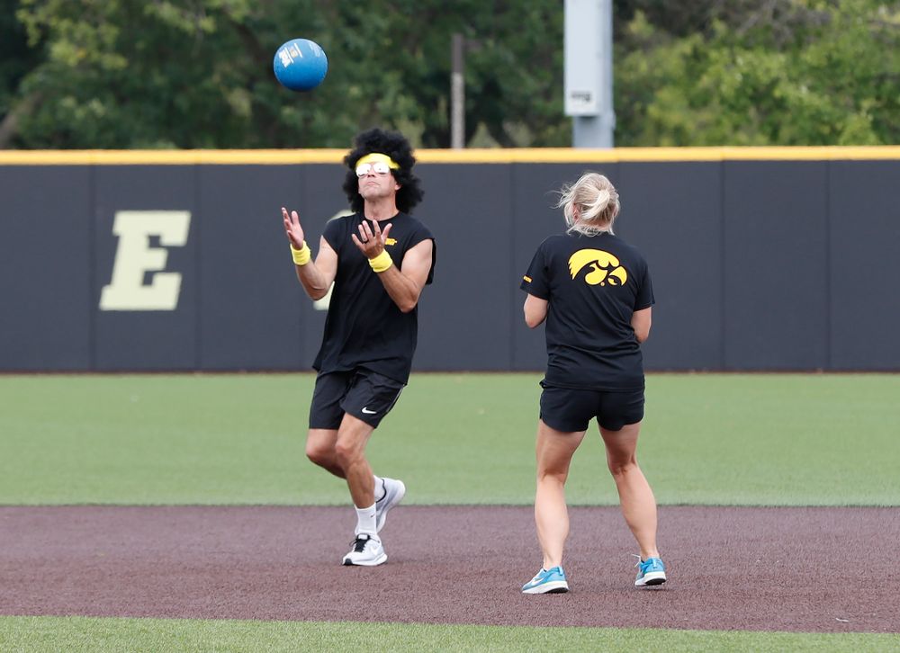 Head volleyball coach Bond Shymansky during the Iowa Student Athlete Kickoff Kickball game Sunday, August 19, 2018 at Duane Banks Field. (Brian Ray/hawkeyesports.com)