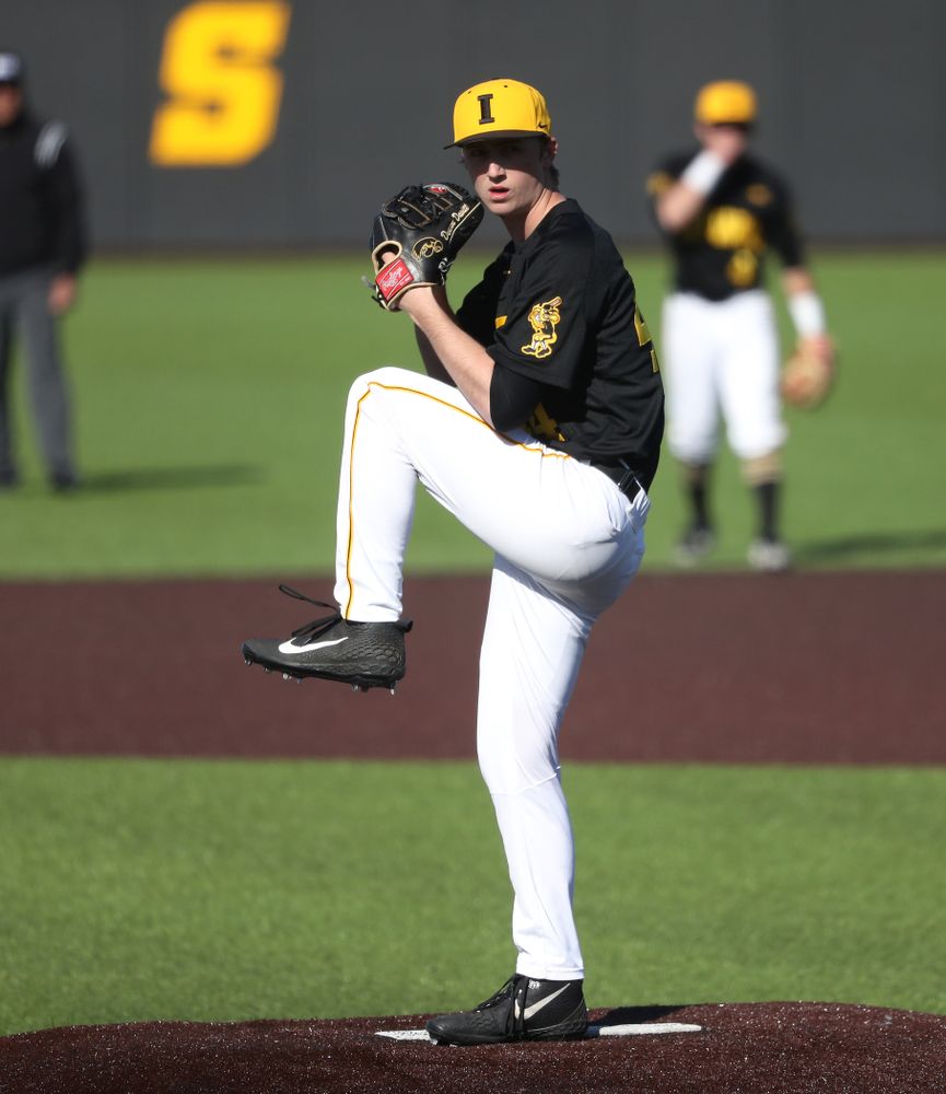 Iowa Hawkeyes Duncan Davitt (44) against the Bradley Braves Tuesday, March 26, 2019 at Duane Banks Field. (Brian Ray/hawkeyesports.com)