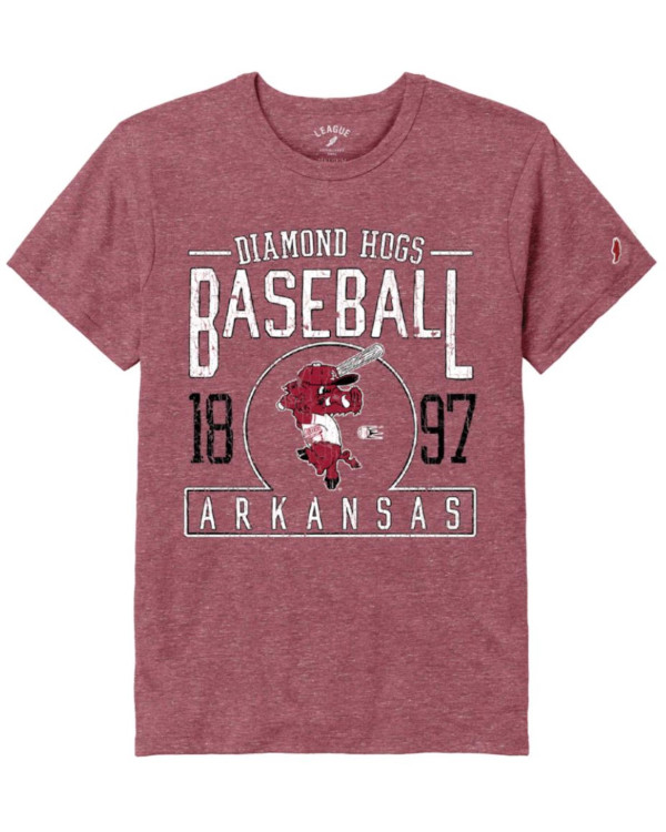 Arkansas Razorbacks Triblend Ribby Baseball T Shirt Arkansas