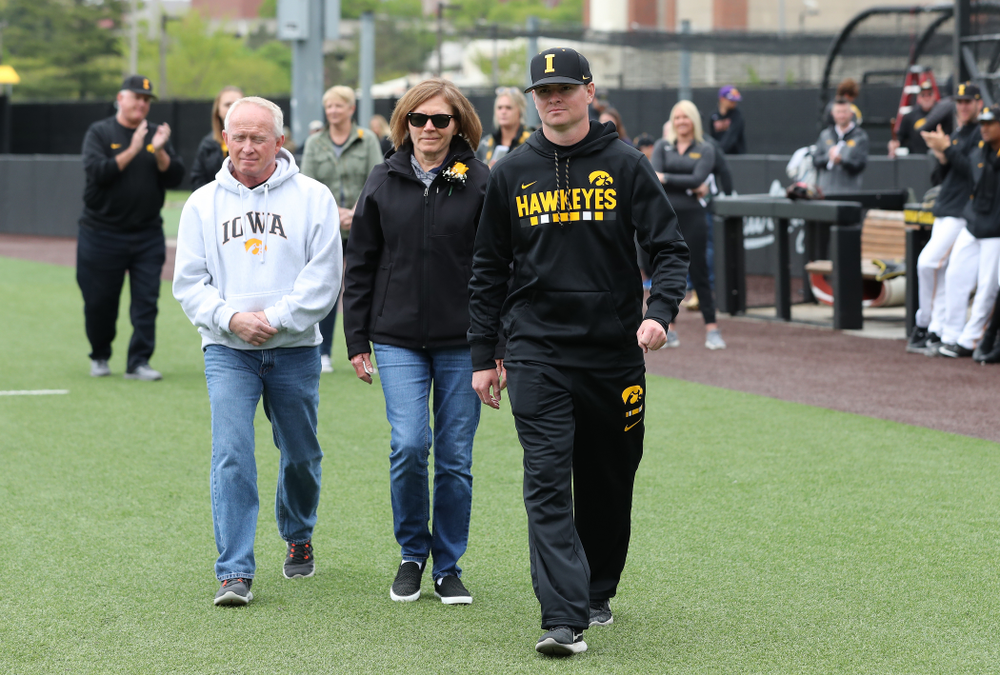 Student Manager T.J. Feldman during senior day festivities before their game against Michigan State Sunday, May 12, 2019 at Duane Banks Field. (Brian Ray/hawkeyesports.com)