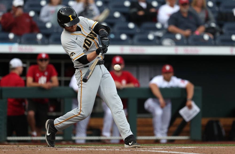 Iowa Hawkeyes Tanner Padgett (22) against the Indiana Hoosiers in the first round of the Big Ten Baseball Tournament Wednesday, May 22, 2019 at TD Ameritrade Park in Omaha, Neb. (Brian Ray/hawkeyesports.com)