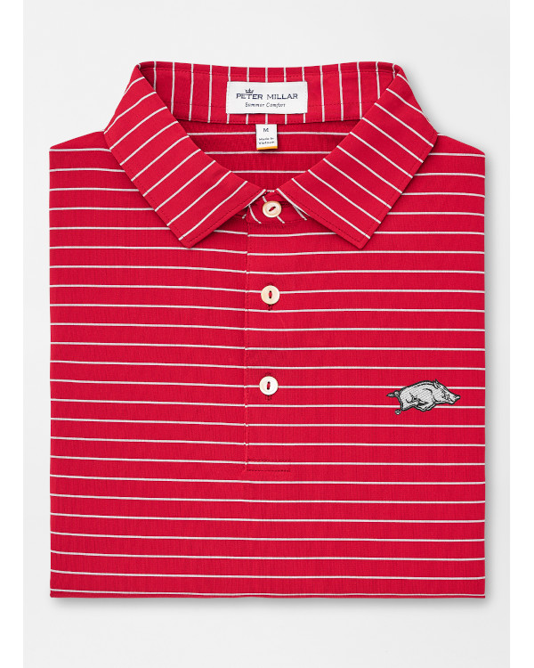 Arkansas Razorbacks Peter Millar Slims Engineered Stripe Polo Arkansas Razorbacks Store Shop University Of Arkansas Apparel Gear Gifts Clothing