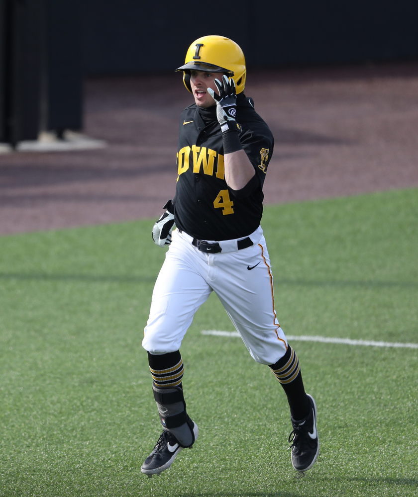 Iowa Hawkeyes infielder Mitchell Boe (4) against California State Northridge Sunday, March 17, 2019 at Duane Banks Field. (Brian Ray/hawkeyesports.com)