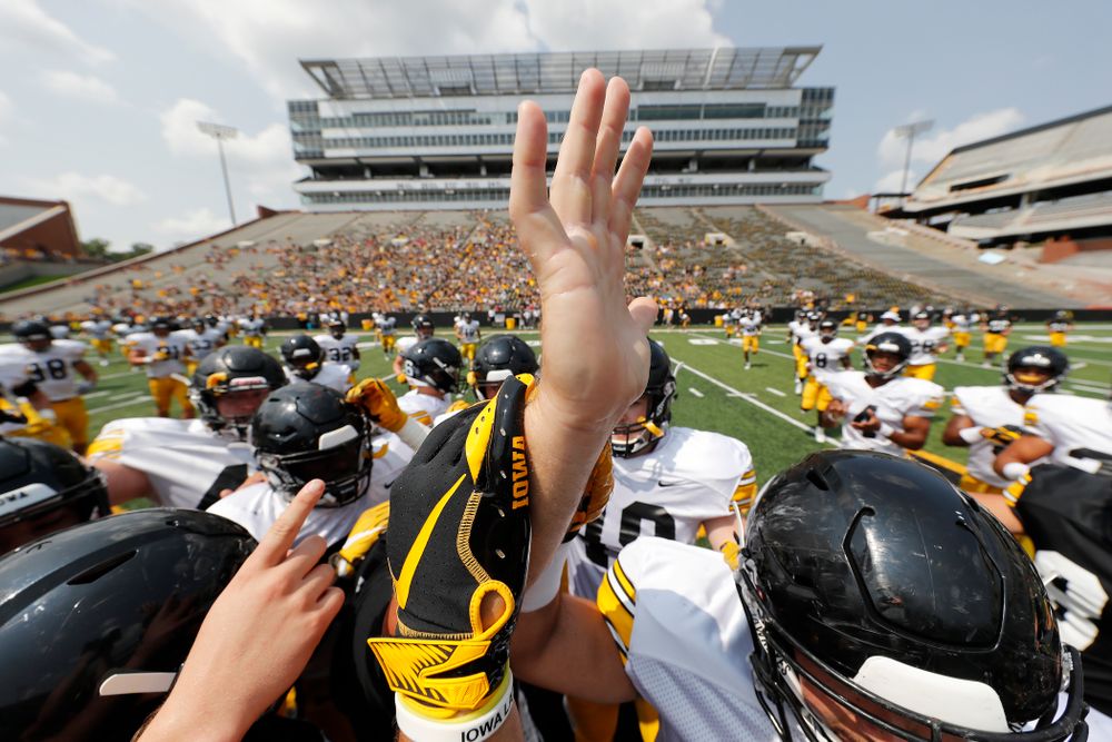The Iowa Hawkeyes during Kids Day Saturday, August 11, 2018 at Kinnick Stadium. (Brian Ray/hawkeyesports.com)
