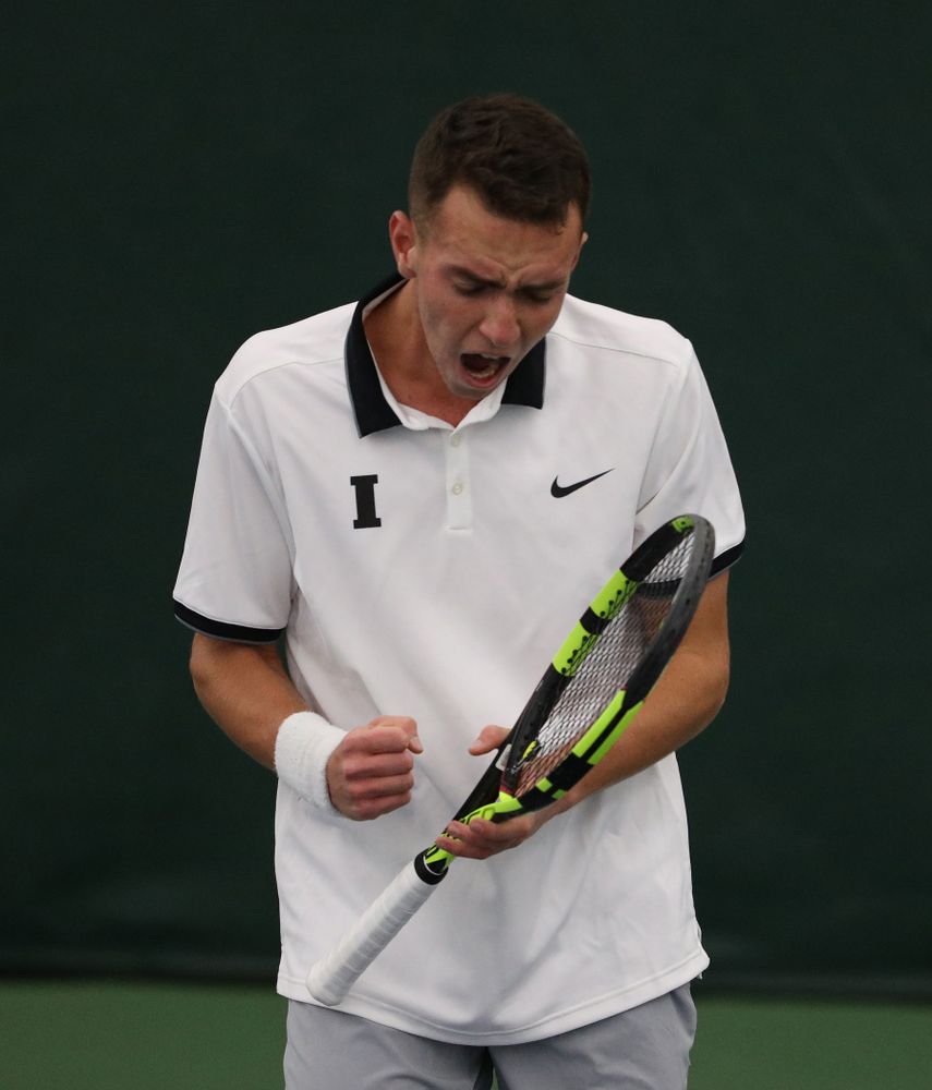 Iowa's Kareem Allaf against Western Michigan Saturday, January 19, 2019 at the Hawkeye Tennis and Recreation Complex. (Brian Ray/hawkeyesports.com)
