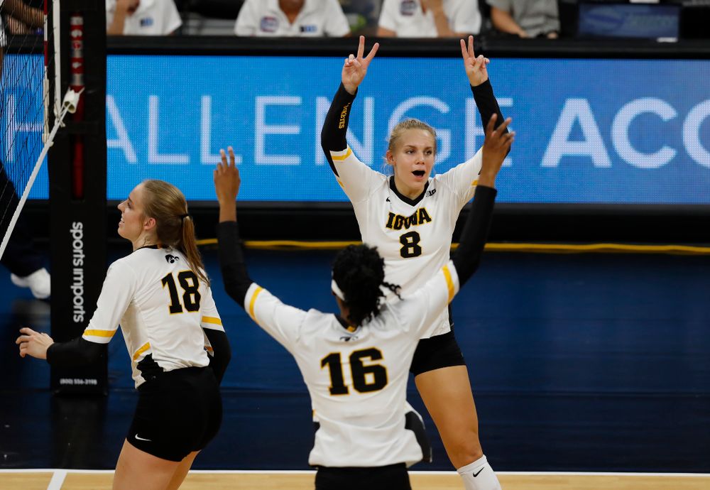 Iowa Hawkeyes right side hitter Reghan Coyle (8) against Eastern Illinois Sunday, September 9, 2018 at Carver-Hawkeye Arena. (Brian Ray/hawkeyesports.com)