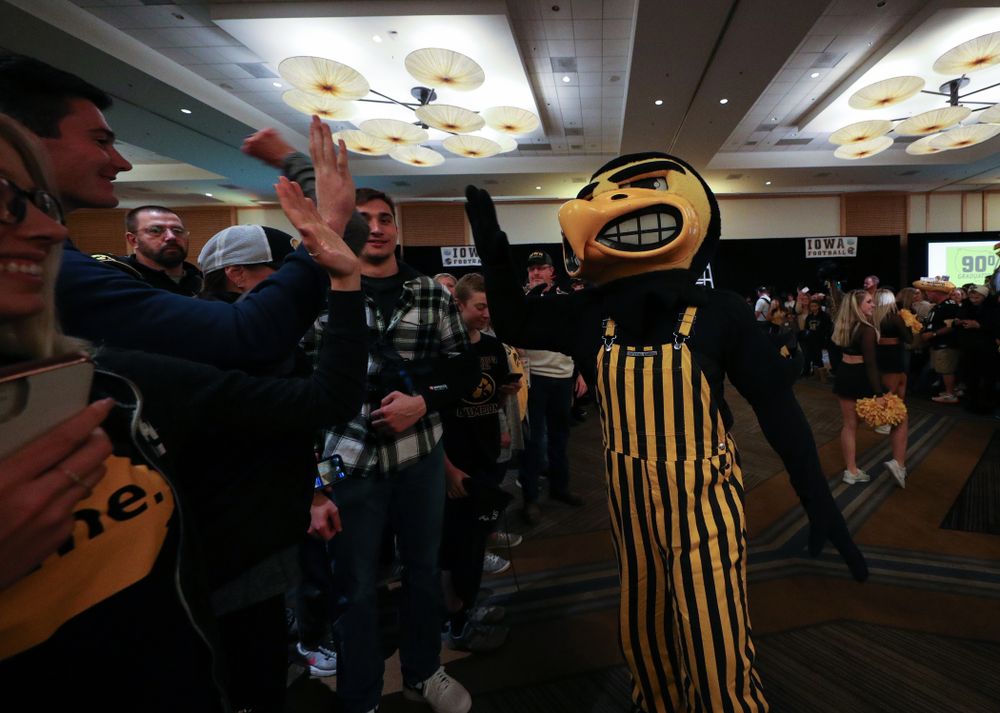 Herky The Hawk during the Holiday Bowl Hawkeye Huddle Thursday, December 26, 2019 at the Hilton in downtown San Diego. (Brian Ray/hawkeyesports.com)