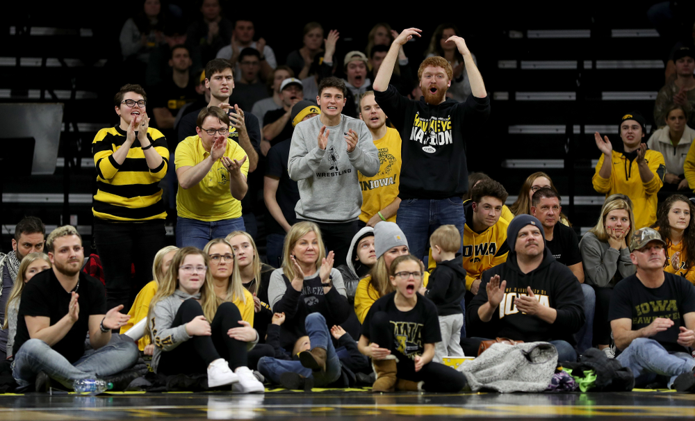 IowaÕs Cash Wilcke wrestles WisconsinÕs Johnny Sebastian at 184 pounds Sunday, December 1, 2019 at Carver-Hawkeye Arena. Sebastian won the match in overtime 7-5. (Brian Ray/hawkeyesports.com)