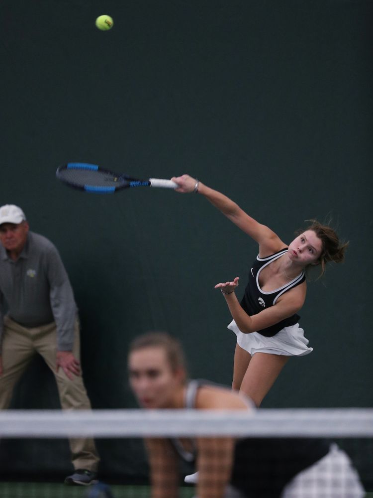 Iowa's Cloe Ruette during a doubles match against North Texas Sunday, January 20, 2019 at the Hawkeye Tennis and Recreation Center. (Brian Ray/hawkeyesports.com)