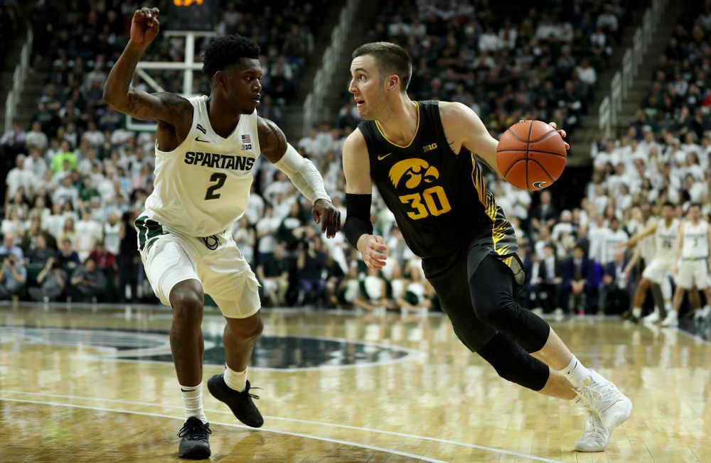 Iowa Hawkeyes guard Connor McCaffery (30) against Michigan State Tuesday, February 25, 2020 at the Breslin Center in East Lansing, MI. (Brian Ray/hawkeyesports.com)