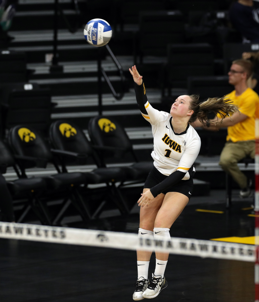 Iowa Hawkeyes defensive specialist Joslyn Boyer (1) against Penn State Friday, November 1, 2019 at Carver Hawkeye Arena. (Brian Ray/hawkeyesports.com)