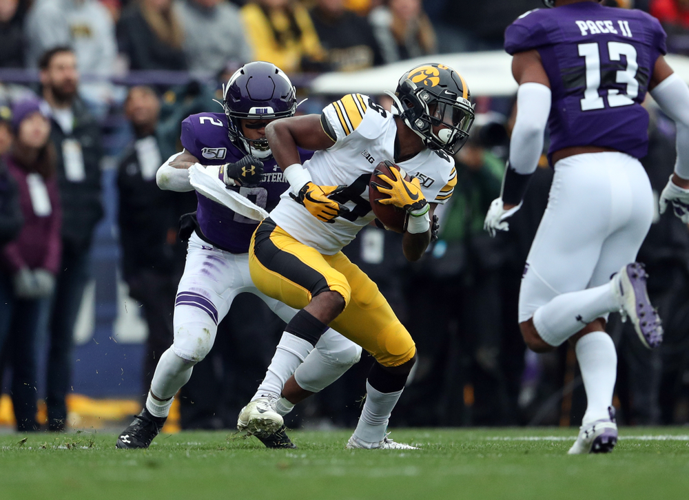 Iowa Hawkeyes wide receiver Ihmir Smith-Marsette (6) against the Northwestern Wildcats Saturday, October 26, 2019 at Ryan Field in Evanston, Ill. (Brian Ray/hawkeyesports.com)