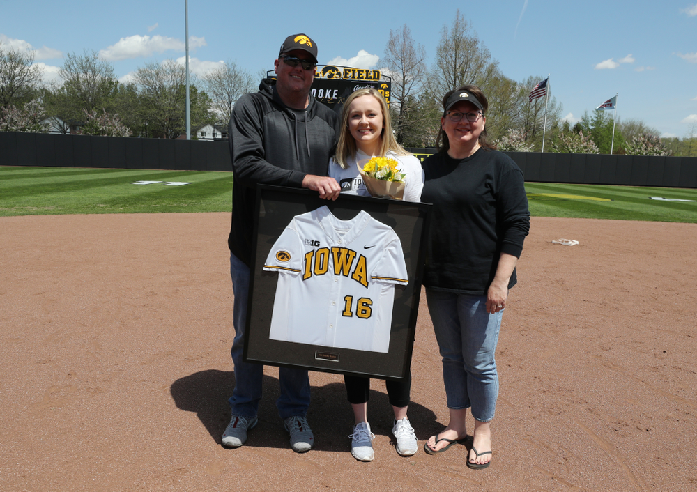 Senior Student Assistant Coach Brooke Rozier during senior day festivities following their game against the Ohio State Buckeyes Sunday, May 5, 2019 at Pearl Field. (Brian Ray/hawkeyesports.com)ic