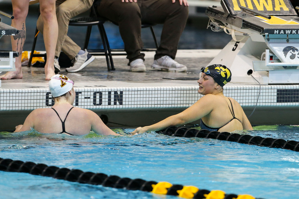 Iowa’s Hannah Burvill during Iowa swim and dive vs Minnesota on Saturday, October 26, 2019 at the Campus Wellness and Recreation Center. (Lily Smith/hawkeyesports.com)