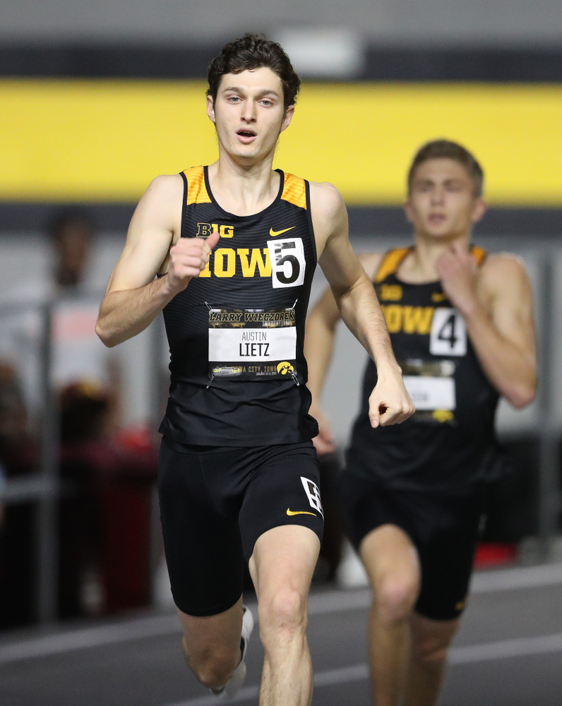 Iowa's Austin Lietz runs the 600 meter premier during the 2019 Larry Wieczorek Invitational Friday, January 18, 2019 at the Hawkeye Tennis and Recreation Center. (Brian Ray/hawkeyesports.com)