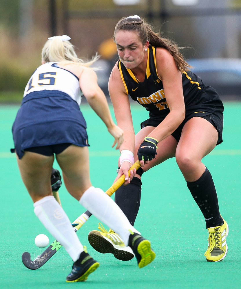 Iowa Hawkeyes defender Anthe Nijziel (6) defends during a game against Michigan at Grant Field on October 5, 2018. (Tork Mason/hawkeyesports.com)