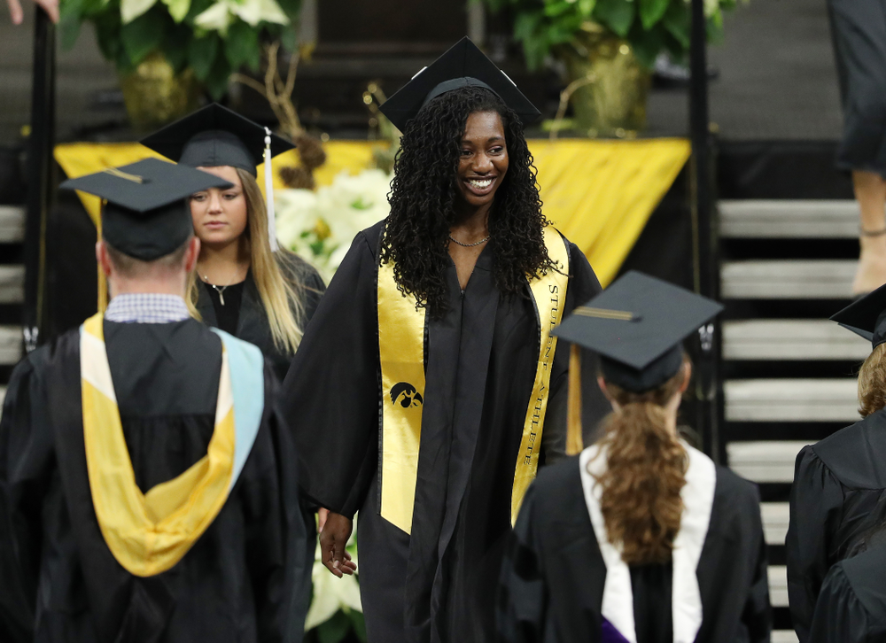 Iowa Track's Jahisha Thomas during the Fall Commencement Ceremony Saturday, December 15, 2018 at Carver-Hawkeye Arena. (Brian Ray/hawkeyesports.com)
