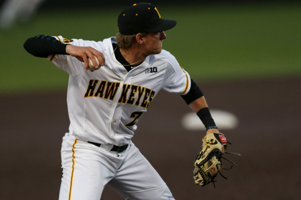 Iowa infielder Brendan Sher at baseball vs Milwaukee on Tuesday, April 23, 2019 at Duane Banks Field. (Lily Smith/hawkeyesports.com)