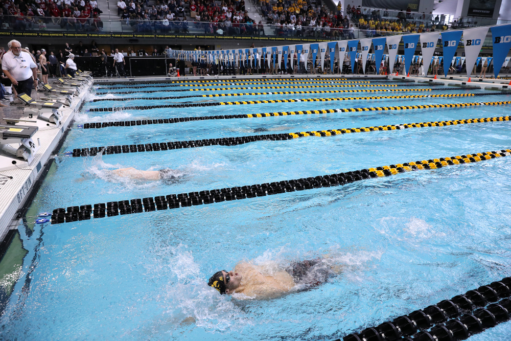 Iowa's Caleb Babb swims in the preliminaries of the 50-yard freestyle during the 2019 Big Ten Swimming and Diving Championships Thursday, February 28, 2019 at the Campus Wellness and Recreation Center. (Brian Ray/hawkeyesports.com)