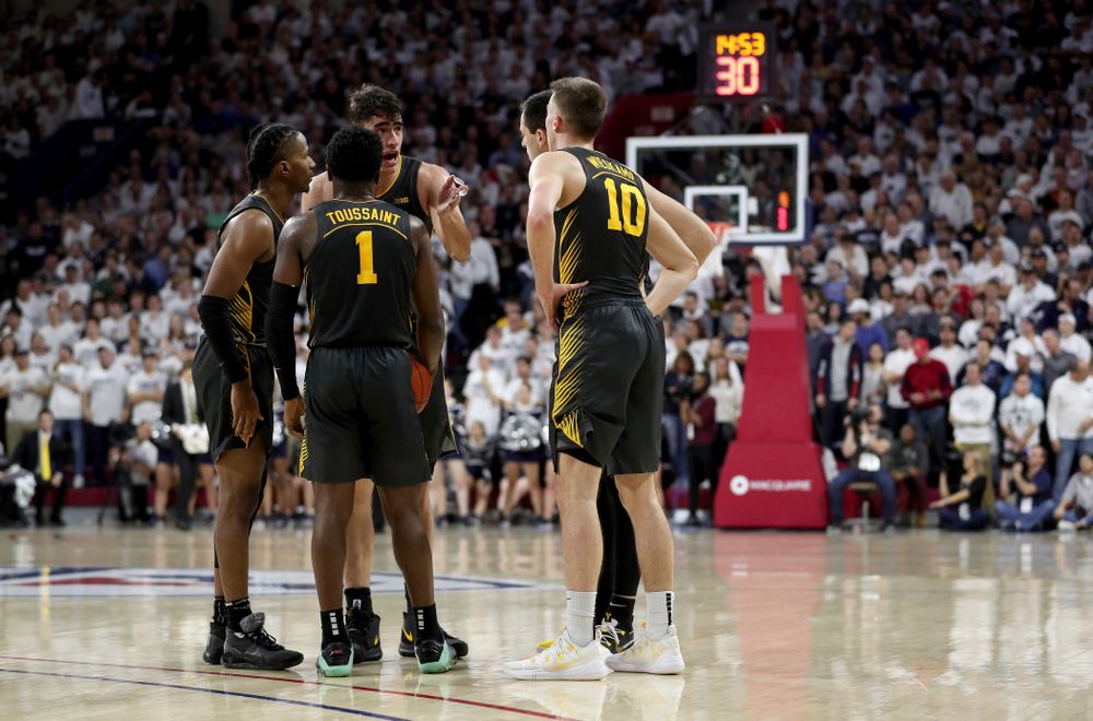 Iowa Hawkeyes forward Luka Garza (55) against Penn State Saturday, January 4, 2020 at the Palestra in Philadelphia. (Brian Ray/hawkeyesports.com)