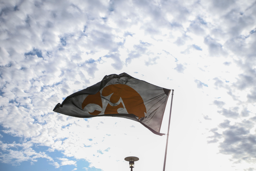 A Tigerhawk flag waves during Iowa football vs Penn State on Saturday, October 12, 2019 at Kinnick Stadium. (Lily Smith/hawkeyesports.com)