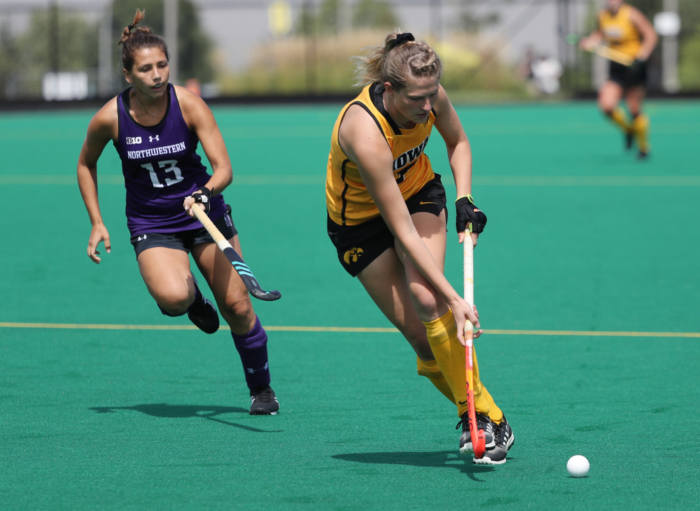 Iowa Hawkeyes Ellie Holley (7) during an exhibition game against Northwestern Saturday, August 24, 2019 at Grant Field. (Brian Ray/hawkeyesports.com)