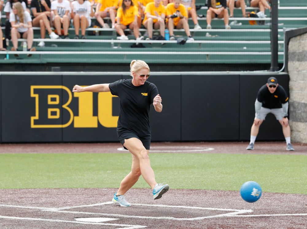 Head Women's Tennis Coach Sasha Schmid during the Iowa Student Athlete Kickoff Kickball game Sunday, August 19, 2018 at Duane Banks Field. (Brian Ray/hawkeyesports.com)