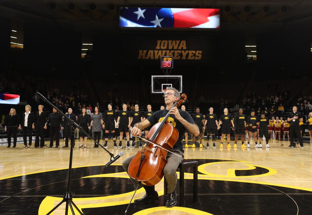 The National Anthem before the Iowa Hawkeyes game against the Iowa State Cyclones in the Iowa Corn Cy-Hawk Series Wednesday, December 5, 2018 at Carver-Hawkeye Arena. (Brian Ray/hawkeyesports.com)