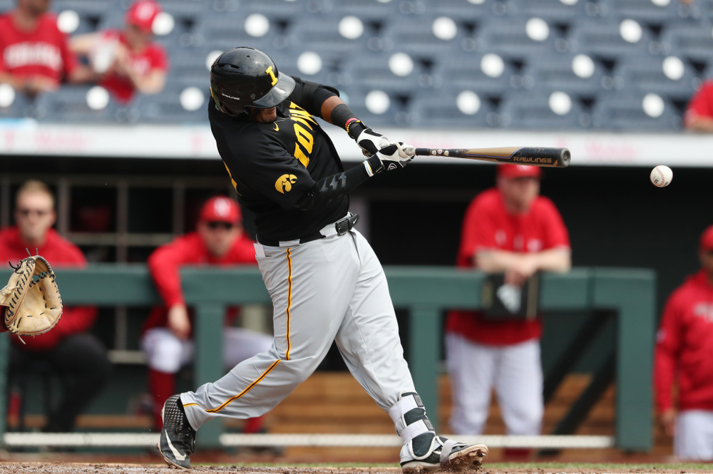 Iowa Hawkeyes Izaya Fullard (20) against the Nebraska Cornhuskers in the first round of the Big Ten Baseball Tournament Friday, May 24, 2019 at TD Ameritrade Park in Omaha, Neb. (Brian Ray/hawkeyesports.com)